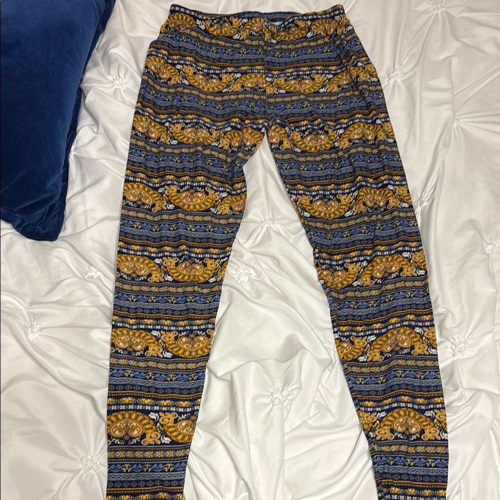 Patterned Blue and Gold Leggings